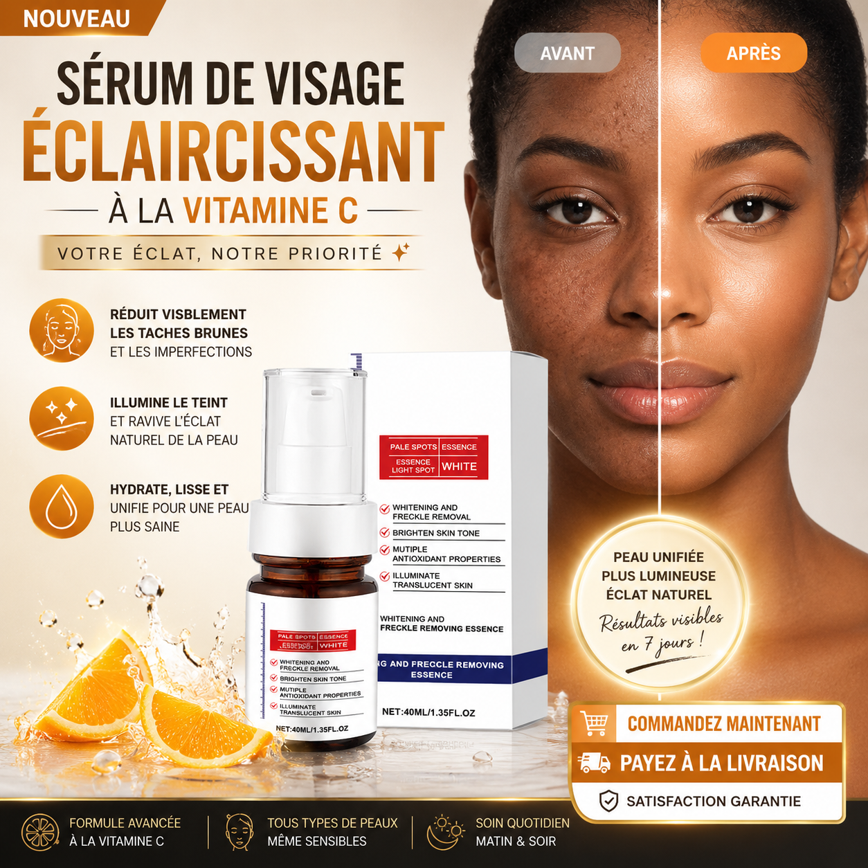 SÉRUM DE VISAGE ÉCLAIRCISSANTE À LA VITAMINE C