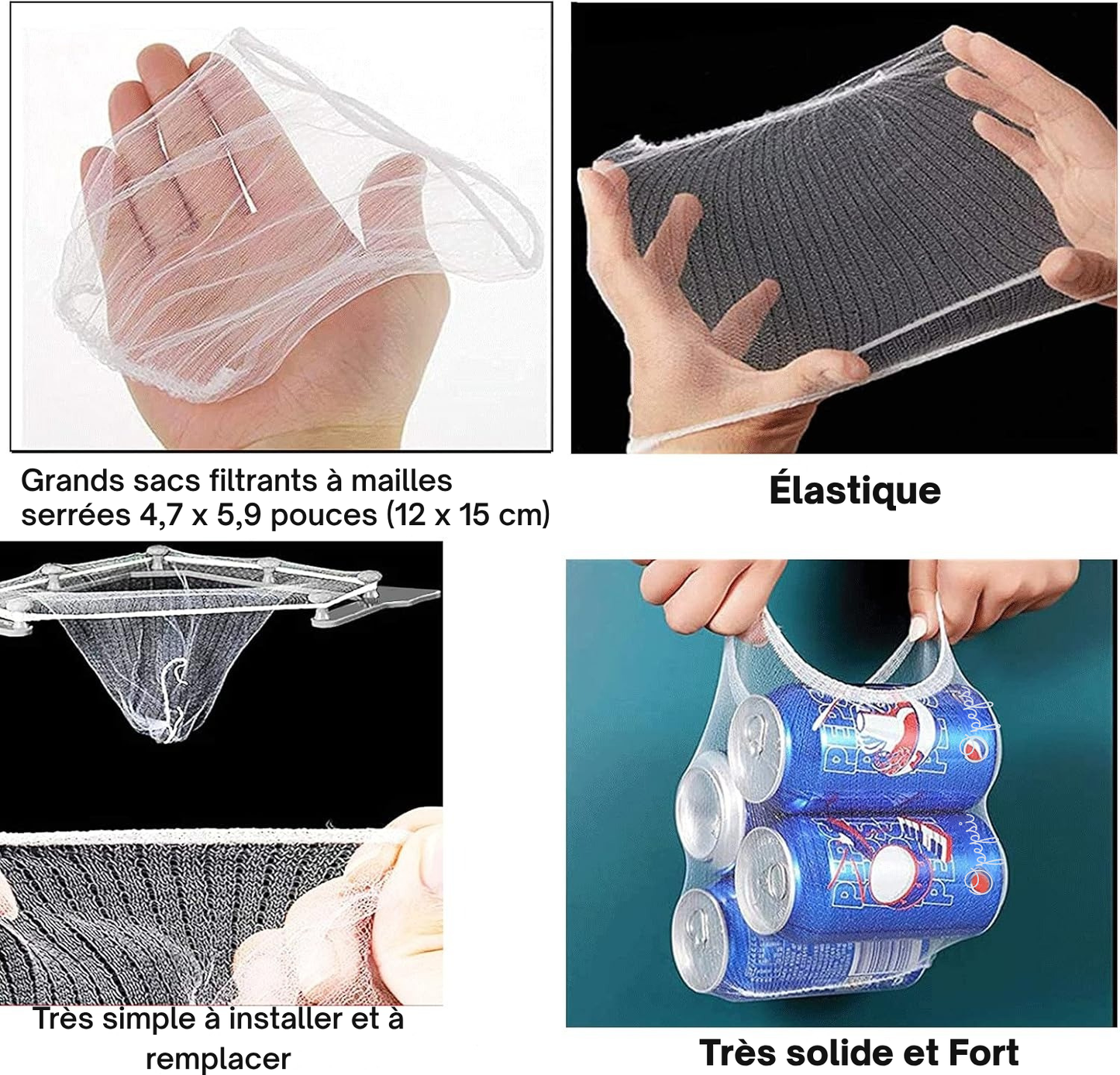 Filtre d’Évier Extensible Anti-Déchets + 50 filtres