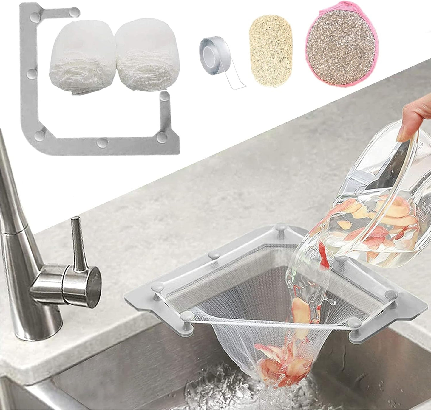 Filtre d’Évier Extensible Anti-Déchets + 50 filtres